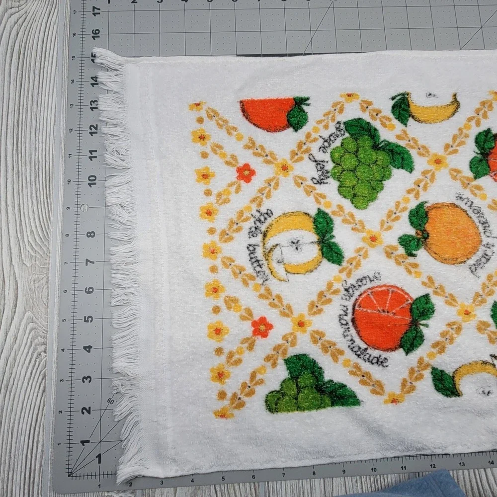 Lot 2 Screen Prints Sayco Kitchen Towel Vegetable Basket Fruit Jelly Jam MCM VTG